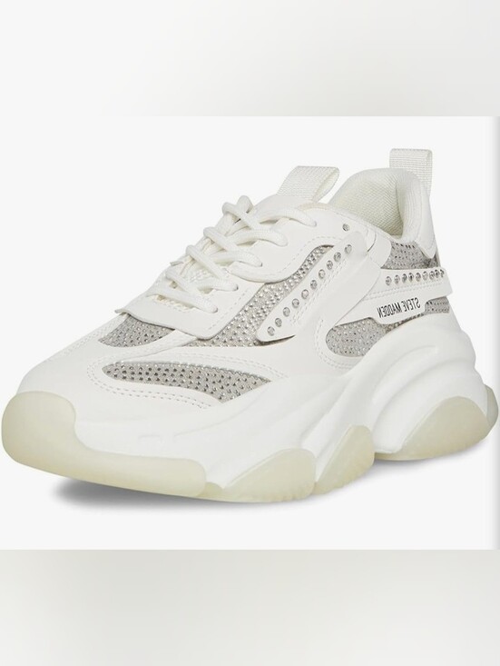 Steve Madden Shoes - Steve Madden Possesso Women's Trainers, White Rhinestone
